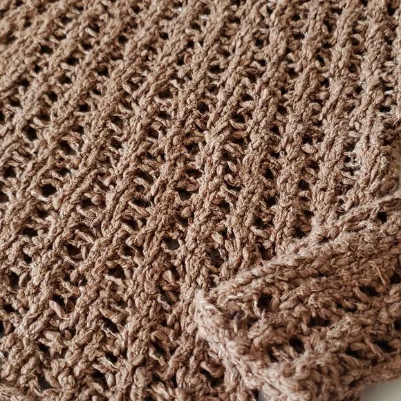 American Eagle Knit Sweater Womens XS Brown Scoop Neck See Through Casual - Picture 2 of 4